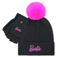 thumbnail image 1 of Gorro de invierno Barbie para mujer con guantes, tejido de punto rosa, 1 of 4