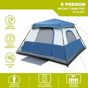 QOMOTOP 6 Person 60 Seconds Set Up Camping Tent, Waterproof Pop Up Tent with Top Rainfly, Instant Cabin Tent, Advanced Venting Design, Provide Gate Mat