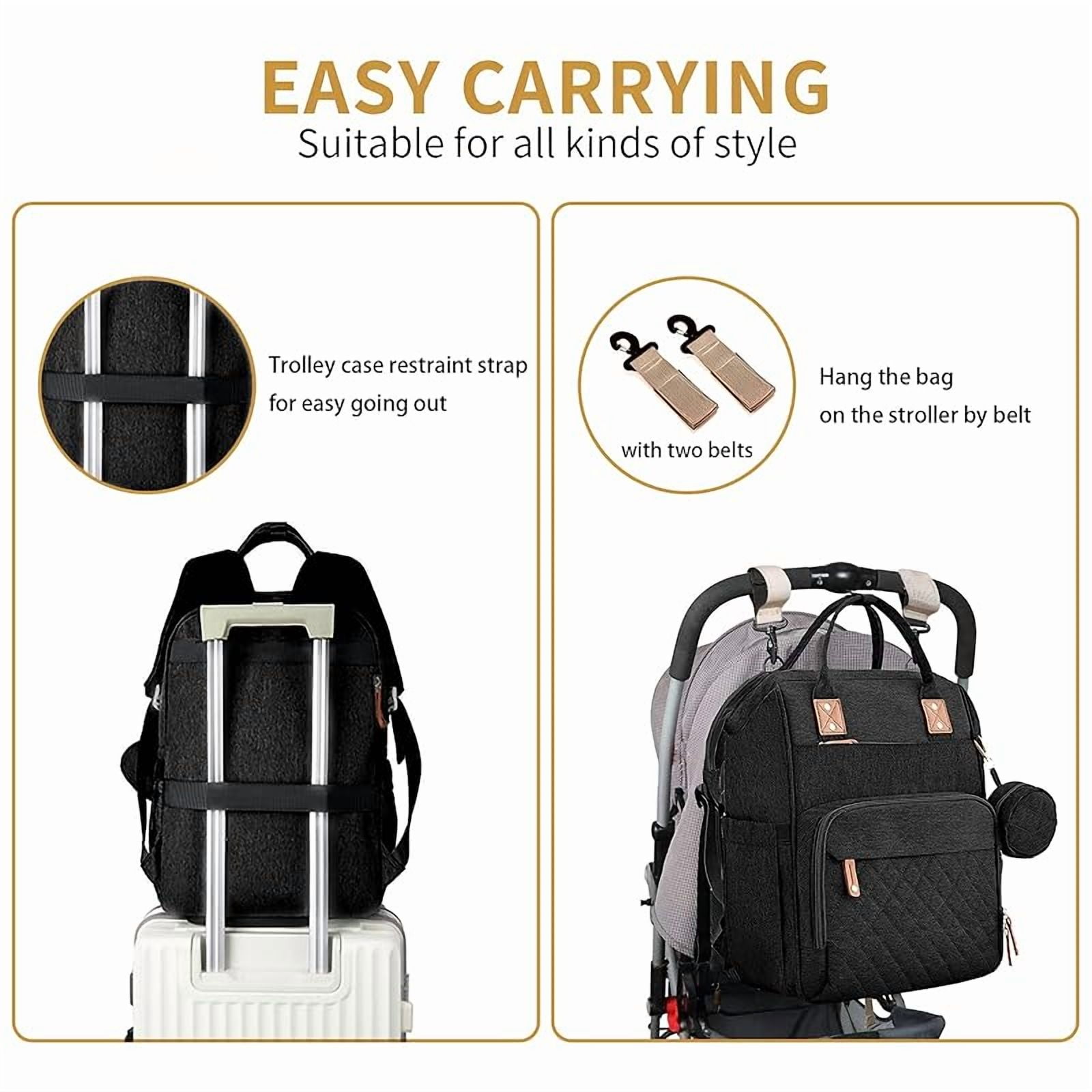 Diaper Bag Backpack with Changing Station, Foldable for Bady Toddler, 3 in 1 Large Capacity Newborn Essentials Organizer with Stroller Hook for Girls and Boys