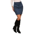 thumbnail image 4 of Falda de mujer Inspire Chic de ante sintético, de cintura alta, casual, con cinturón, falda lápiz M azul oscuro, 4 of 6