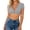 Grey, variant on Women's Mimi Cropped Top V Neck Short Sleeve Summer Casual Button Crop Tops for Daily & Workout Wear