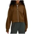 thumbnail image 3 of MeetoTime Women's Zip Up Hooded Sweatshirt Fall Fleece Long Sleeve Hoodie Basic Jacket with Pockets, 3 of 5