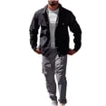 thumbnail image 1 of Birdeem Ensemble Décontracté pour Hommes Surdimensionné Couleur Unie Pantalon à Cordon Manches Longues Col Rabattu, 1 of 6
