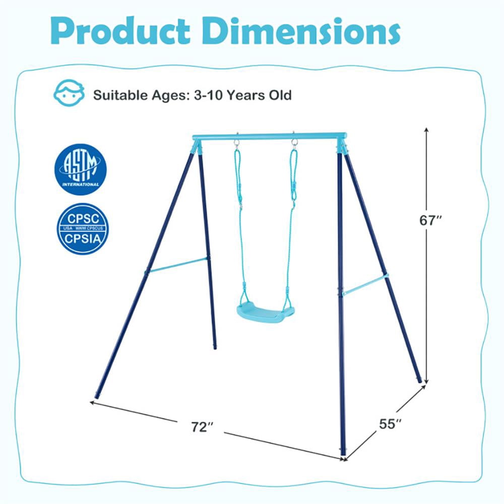 YYAo Outdoor Heavy Duty Metal Toddler Swing Set with Stand-Blue