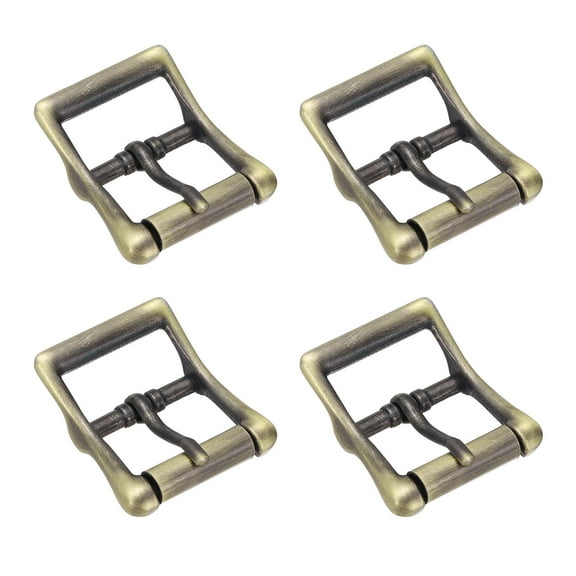 Uxcell 1 IN(25mm) Metal Roller Buckle [4Pcs] - Webbing Belts Center Bar Single Prong Buckle - [Copper Tone] Curved Loops Clasp