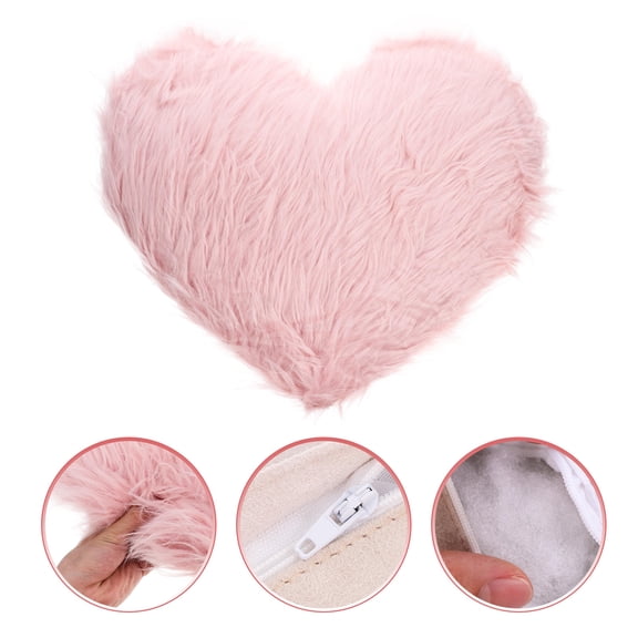 BESTYASH Pink Heart Shaped Pillow Fluffy Plush Cushion for Home Decoration