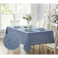 thumbnail image 3 of Newbridge Provence Lattice Cutwork Solid Color Textured Fabric Tablecloth, 60 x 120 Inch Rectangle, Wedgewood Blue, 3 of 9