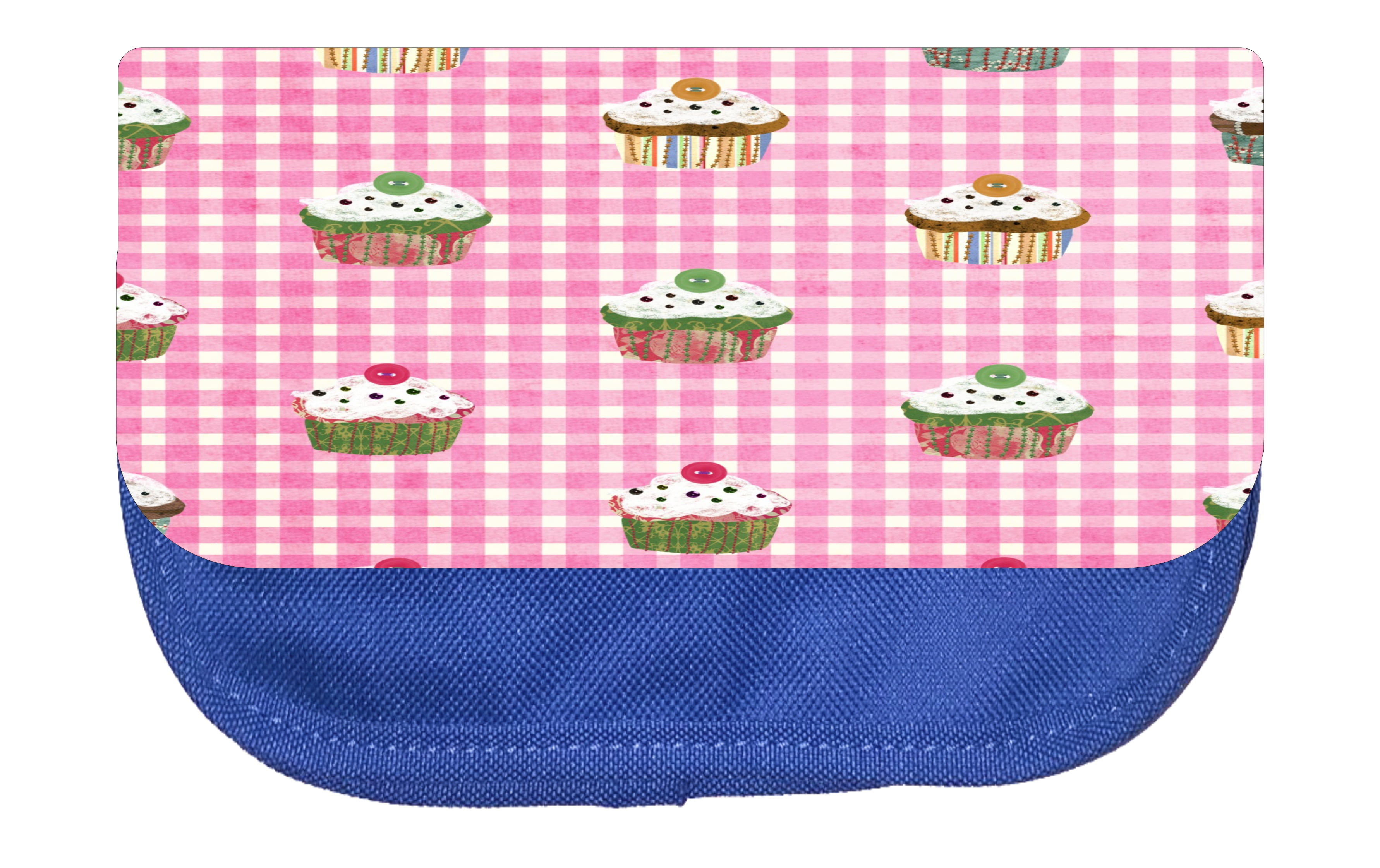 Cupcakes Gingham Print Pencil Pouch 2 Pocket Pencil Case Organizer