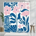 thumbnail image 2 of Pink Blue Matisse Flower Shower Curtain Abstract Retro Aesthetic Minimalist Vintage Art 70s Modern Bathroom Set Accessories Decor with Hooks 72"W x 84"L (Pack of 1), 2 of 6