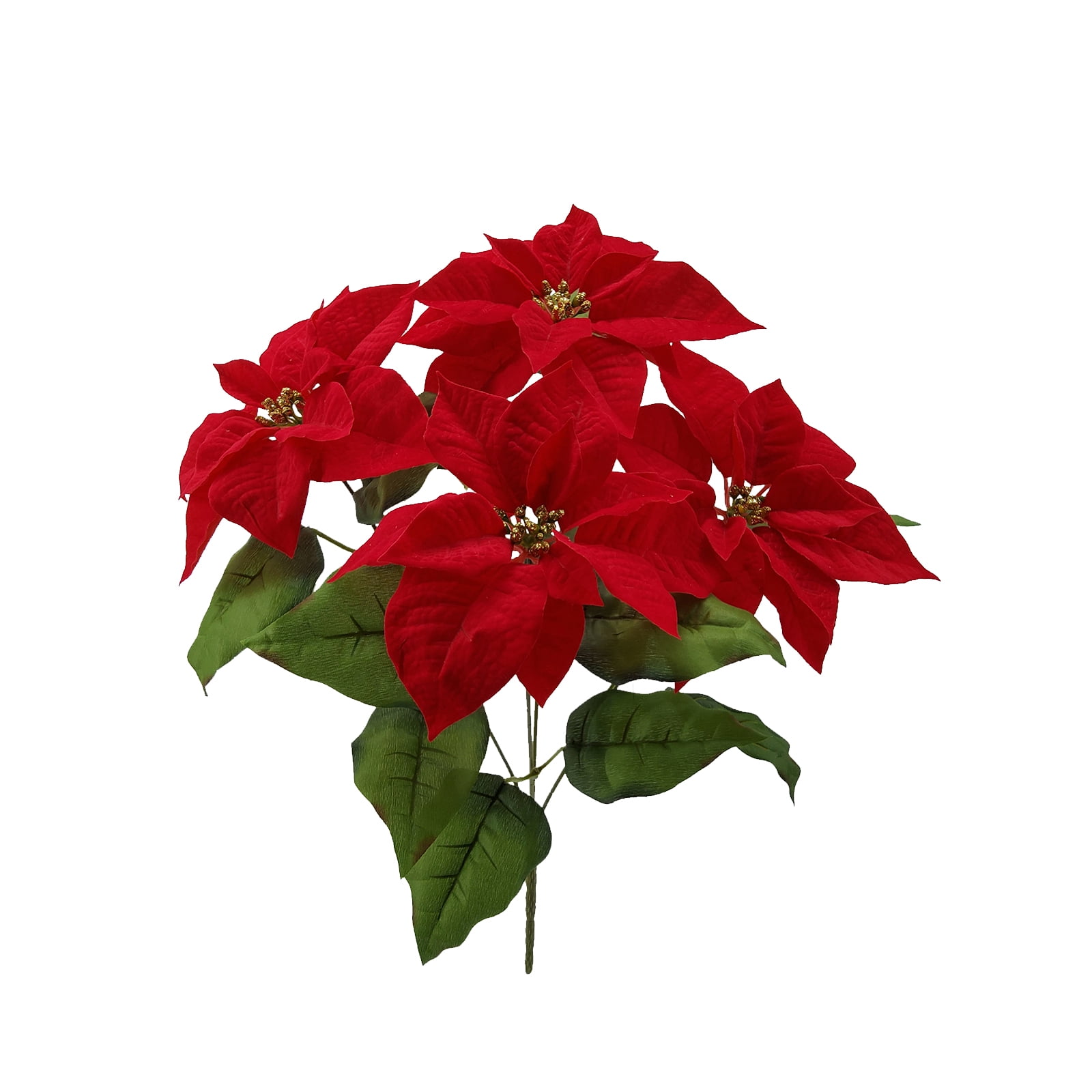 Mainstays Red Poinsettia With Leaves Bush
