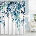 thumbnail image 2 of Blue Eucalyptus Shower Curtain, Watercolor Spring Plant Leaves with Floral Shower Curtain Waterproof Fabric Shower Curtain Set with Hooks, 72x72 Inch, 2 of 6