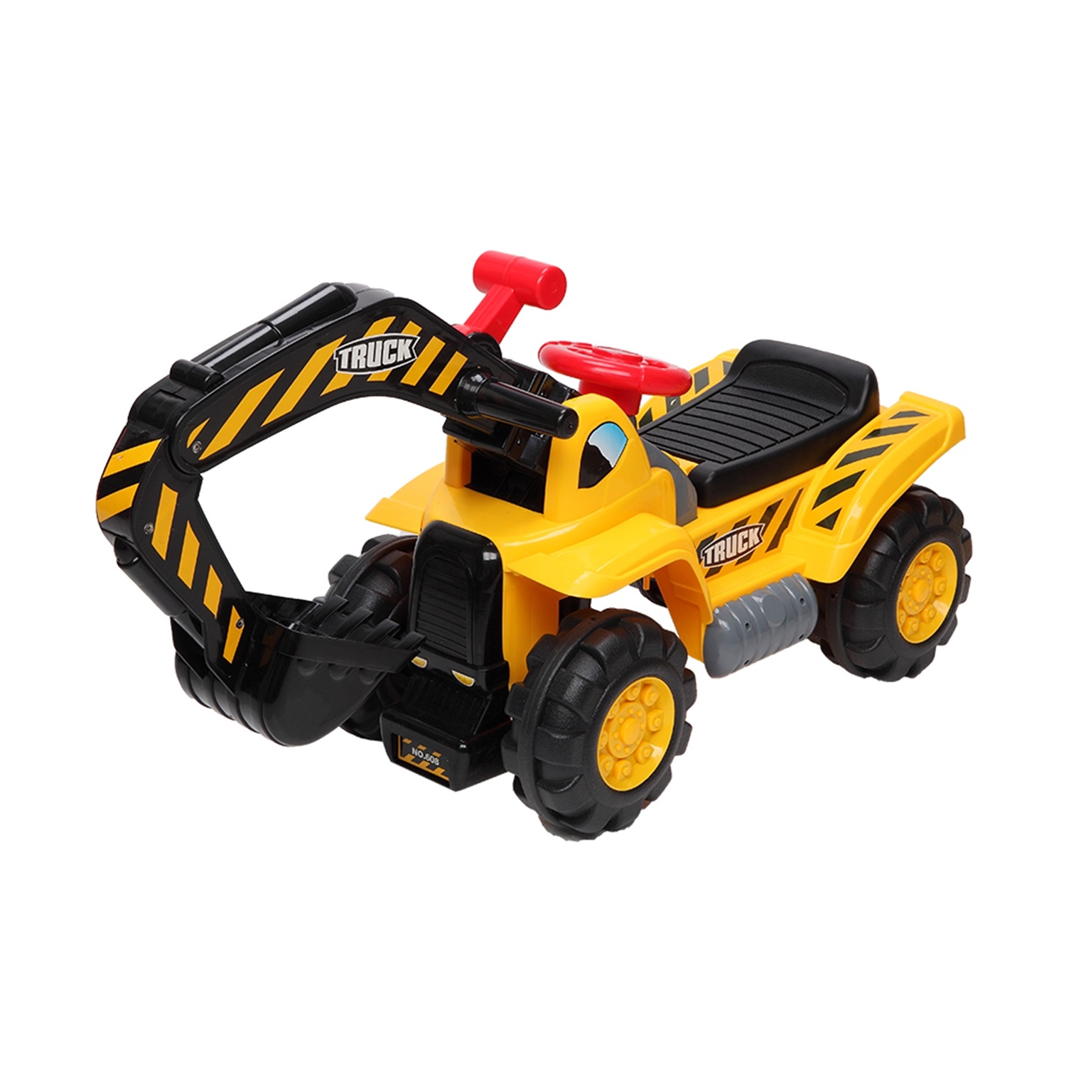 CIPACHO Kids Excavator Toy Car Without Power Tractor Ride Ons with 2 Plastic Artificial Stones, 1 Hat, Yellow