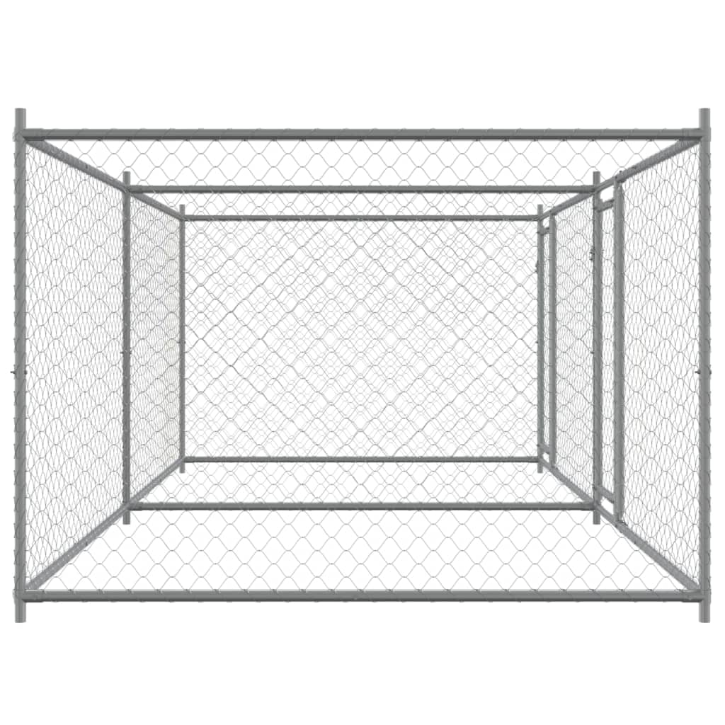 vidaXL Dog Cage Grey Galvanized steel Large Durable Dog Cage