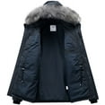 thumbnail image 5 of GGleaf Men's Winter Coat Warm Hooded Puffer Jacket Thicken Parka with Detachable Hood Faux-Fur Trim Navy XXL, 5 of 7