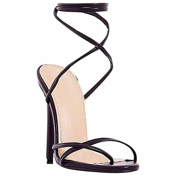 Sexy Strappy Heeled Sandals for Women Trendy Open Clip Toe Ankle Strap Thin High Heels Dating Shopping Party Club Lace Up Stilettos