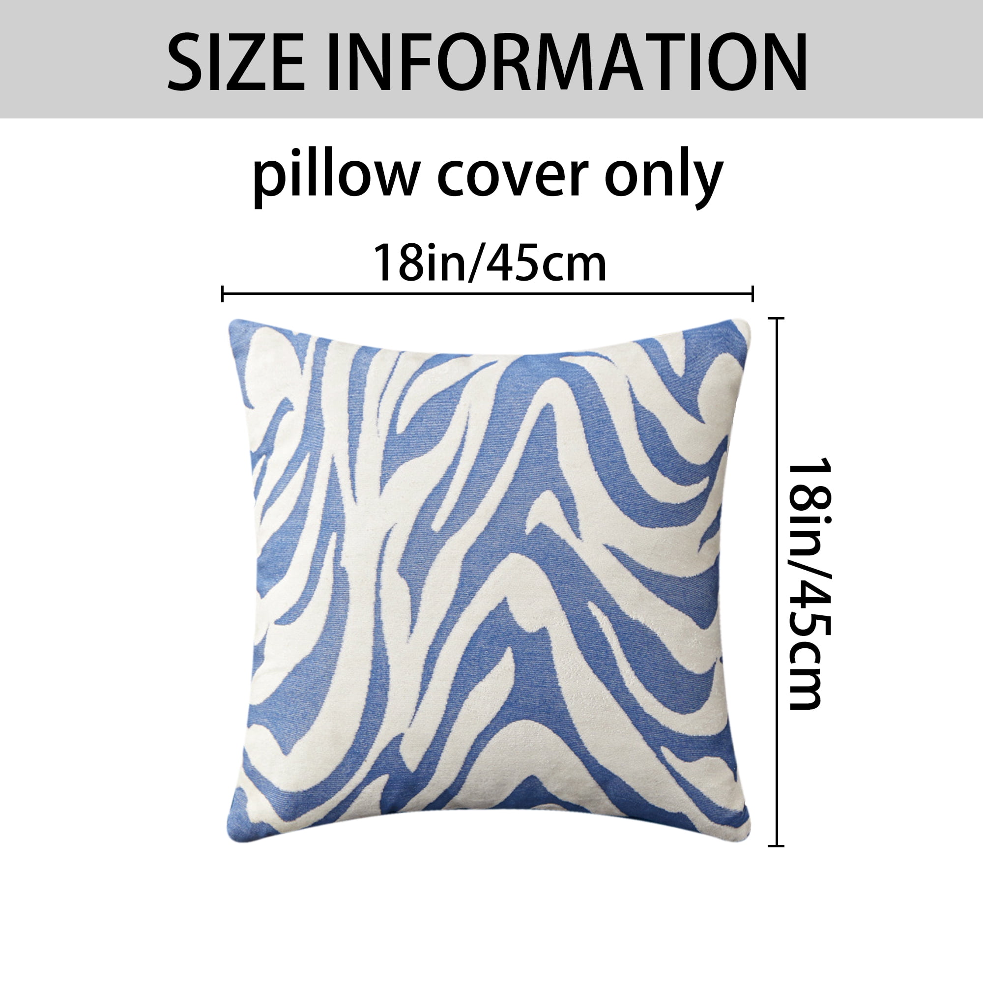 Unique Bargains Throw Pillow Covers Closure Cushion Cover Blue 18" x 18"