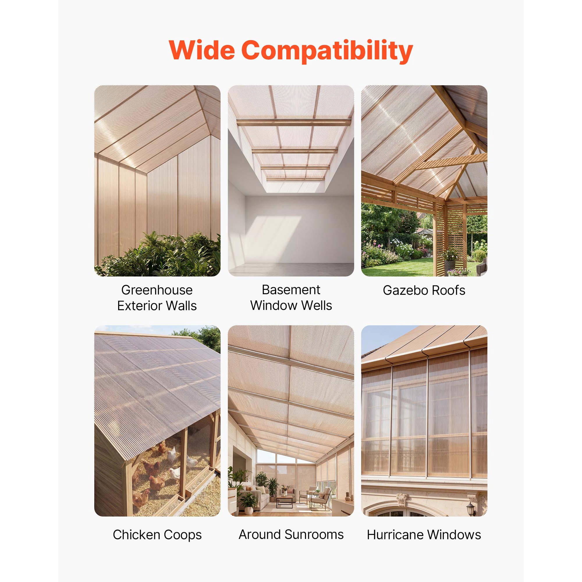 KFFKFF 12-Piece Polycarbonate Roof Panels, Double-Layer Corrugated Plastic Sheets for Greenhouses, Waterproof Covers for Gazebos, Chicken Coops, Home, and Garden (5' x 2' x 0.24")