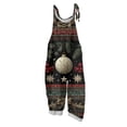 thumbnail image 6 of Women's Vintage Cotton Linen Overalls with Christmas Print - Casual Loose Jumpsuit with Shoulder Straps & Pockets, Dark Green, Size XXL, 6 of 6