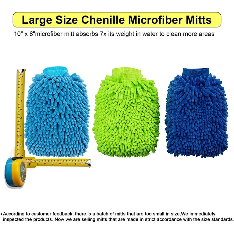 CARBINIC Microfiber Double-Sided Chenille Wash Mitt 1000 GSM - Super –  Carbinic