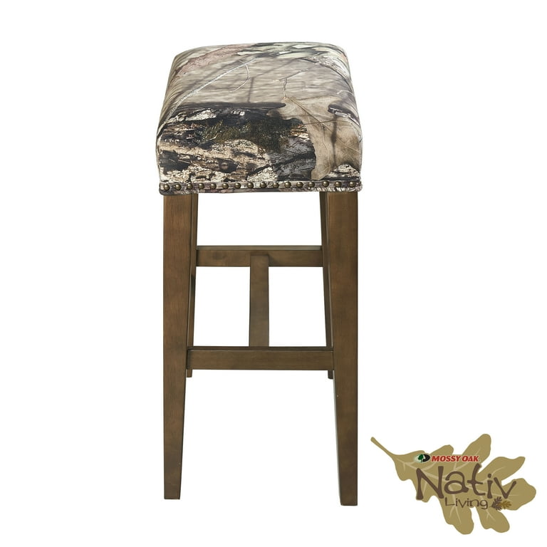 Linon Mossy Oak Native Living Backless 30.5 linon-mossy-oak-native-living-backless-30-5-bar-stool-brown-finish-with-break-up-country-pattern-fabric-walmart-com