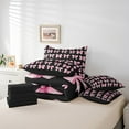 thumbnail image 5 of Erosebridal Ribbon Bow Bed in a Bag Full Size,Girl Bow Knot Bed Set,Pink Black Bedding Full Size For Princess,Ultra Soft Bedroom Decorative Reversible,7 Pieces, 5 of 7
