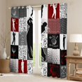 thumbnail image 2 of jejeloiu Golf Ball Sport Curtains Pack of 2 (42x84 Each),White Gray Red Grid Curtains Blackout For Boys Kids, 2 of 6