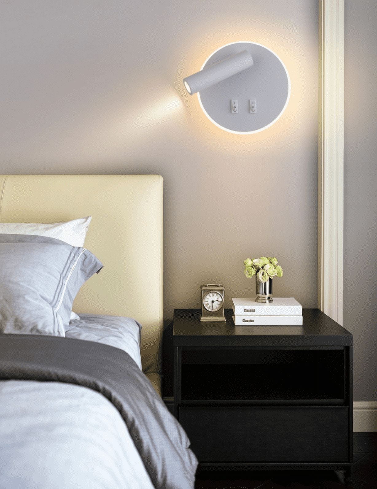 Aplique De Pared LED Moderno De Madera - 20W, Luz Cálida Ajustable 270°, Ideal Para Pasillos Y Dormitorios