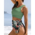 thumbnail image 3 of Conjunto de bikini para mujer, cintura alta, estampado floral, traje de baño de dos piezas con lazo lateral, 3 of 5