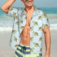 thumbnail image 4 of Uemuo Cartoon Sea Turtle Printed Regular Fit Short Sleeve Casual Hawaiian Shirt for Men,Aloha shirt,Tropical shirt,Floral print shirt,Vacation Beach shirt-XX-Large, 4 of 9