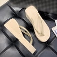 thumbnail image 4 of YAYUBA Beach Sandals For Woman Beige,Fashion Women's Casual Shoes Bling Breathable Wedges -on Round Toe Slippers, 4 of 8