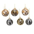 thumbnail image 3 of Kurt Adler 80MM Gold, Silver and Black Animal Glass Ball Ornaments, 6 Piece Box, 3 of 5
