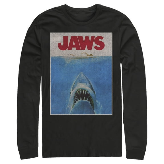 Men's Jaws Retro Distressed Poster  Long Sleeve Shirt
