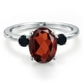thumbnail image 3 of Gem Stone King 14K White Gold Red Garnet and Black Onyx Engagement Ring for Women | 3.00 Cttw | Oval 10X8MM | Gemstone January Birthstone | Size 8, 3 of 6