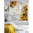 thumbnail image 3 of Farmhouse Sunflower Sheer Curtains 63 Inch Length 2 Panels Set Window Treatments, Vintage Daisy Butterflies Gray Wood Rod Pocket Semi Curtains for Living Room/Bedroom/Kitchen Décor, 104"W x 63"L, 3 of 7