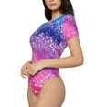 thumbnail image 5 of Cauagu Rainbow Glitter Cute Women's Crew Neck Round Short Sleeve T Shirts Tops Bodysuit Daily Jumpsuit-Large, 5 of 7