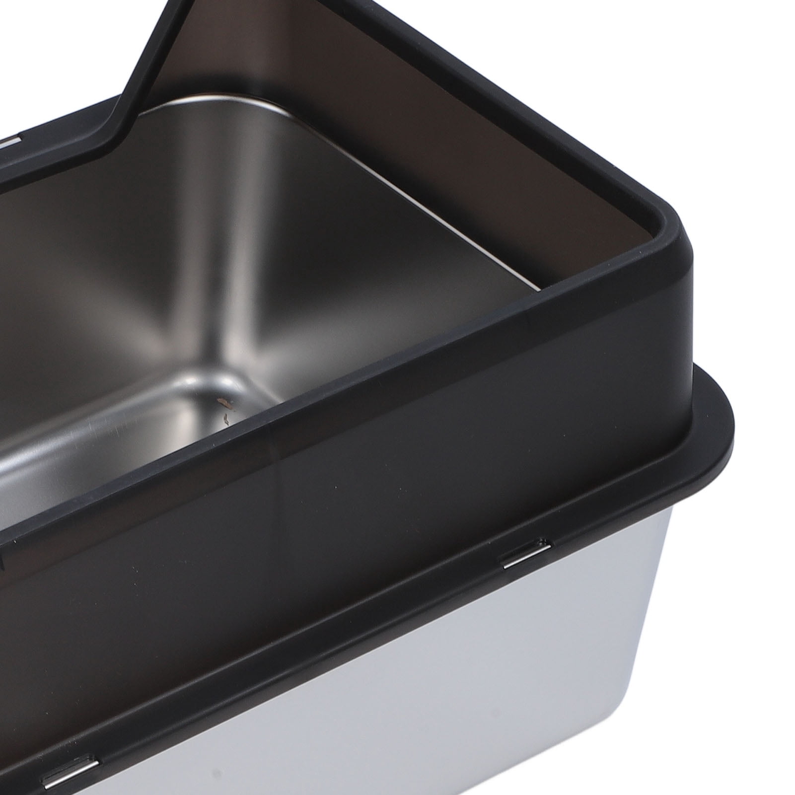 YAHHU Stainless Steel Cat Litter Box Anti Splashing Top Entry Large Kitty Pan with Scoop, High Sided Metal Potty Tray for Big Cats, 20.08 inches / 51 cm, Black