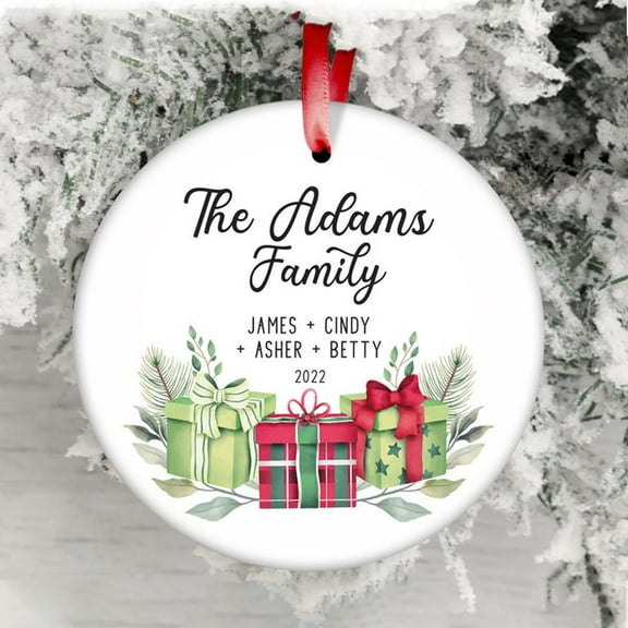 Our First Christmas Family Ornament, Personalized Family Ornaments Christmas Home Ornaments Personalized Gifts for Family Custom Watercolor House Christmas Ornament Housewarming Gifts