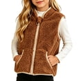 thumbnail image 2 of NAISIBABY Vest for Girls Fleece Zip-Up Winter Warm Sleeveless Pullover Outerwear Coffee Size 10, 2 of 8
