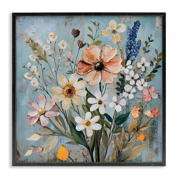 Stupell Industries French Country Wildflower Mix Spring Bouquet Black Framed Giclee Art, 12 x 12, by Creative Studio