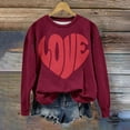 thumbnail image 1 of Jsaierl Sweatshirts de la Saint-Valentin pour Femmes Manches Longues Imprimé Cœur Pull Col Rond Chemises Décontractées Confortables, 1 of 5