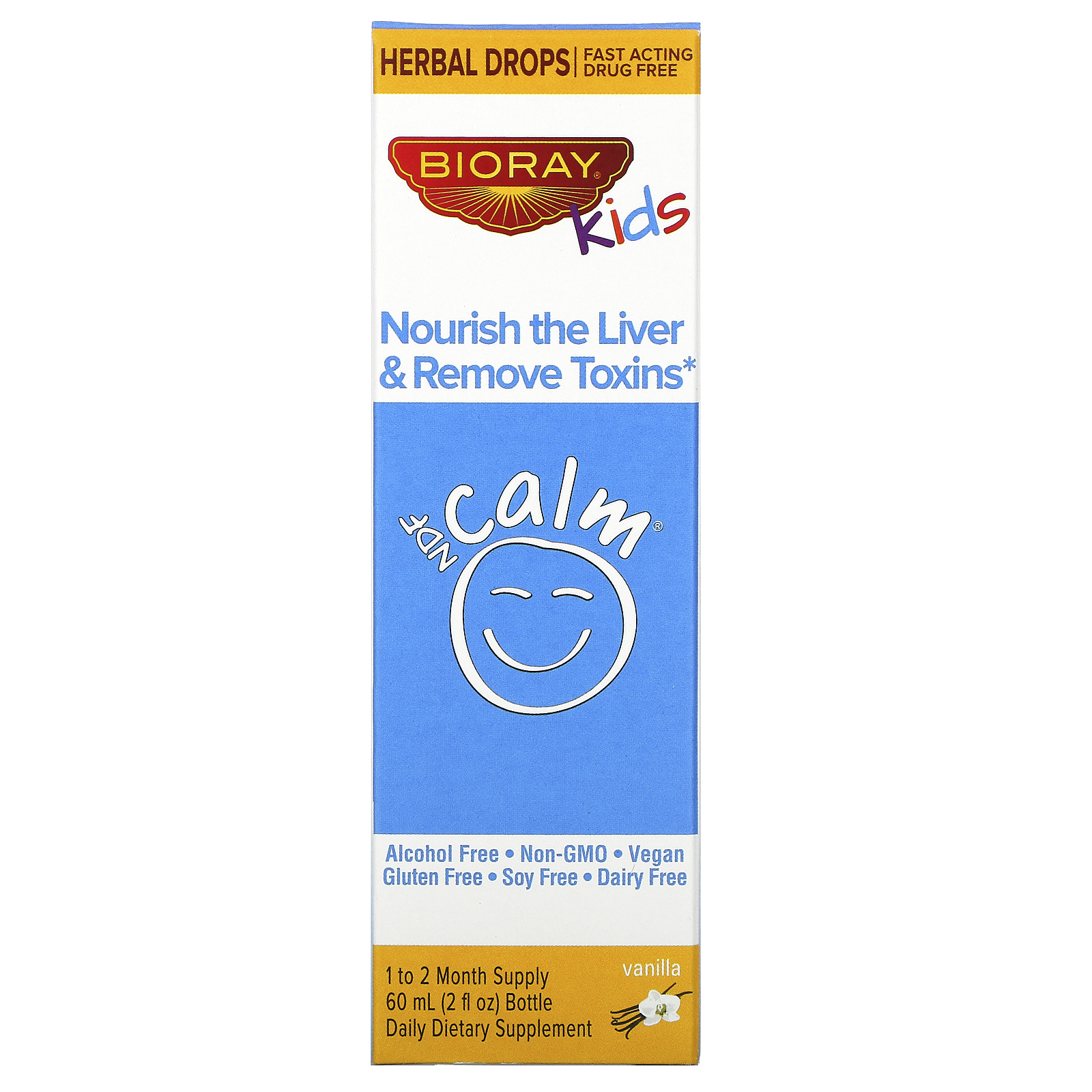 NDF Calm, Nourish the Liver & Remove Toxins, Kids, Vanilla Flavor, 2 fl oz (60 ml), Bioray