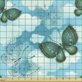 thumbnail image 2 of Ambesonne Butterfly Fabric by the Yard Upholstery, Floral Ornamental Moths, 10 Yards, Sky Blue Dark Teal, 2 of 5