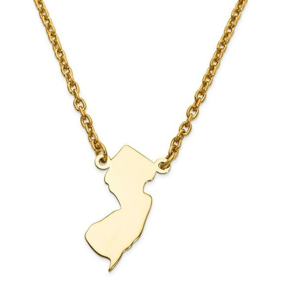 Sterling Silver/Gold-plated New Jersey State Necklace QXNA706GP-NJ