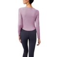 thumbnail image 5 of Women's Sports Fitness Yoga Long Sleeves With Chest Pad Sexy Hollow Tight Fitness Clothes Cropped Tummy Cross Fitted Yoga Running Shirts, 5 of 10