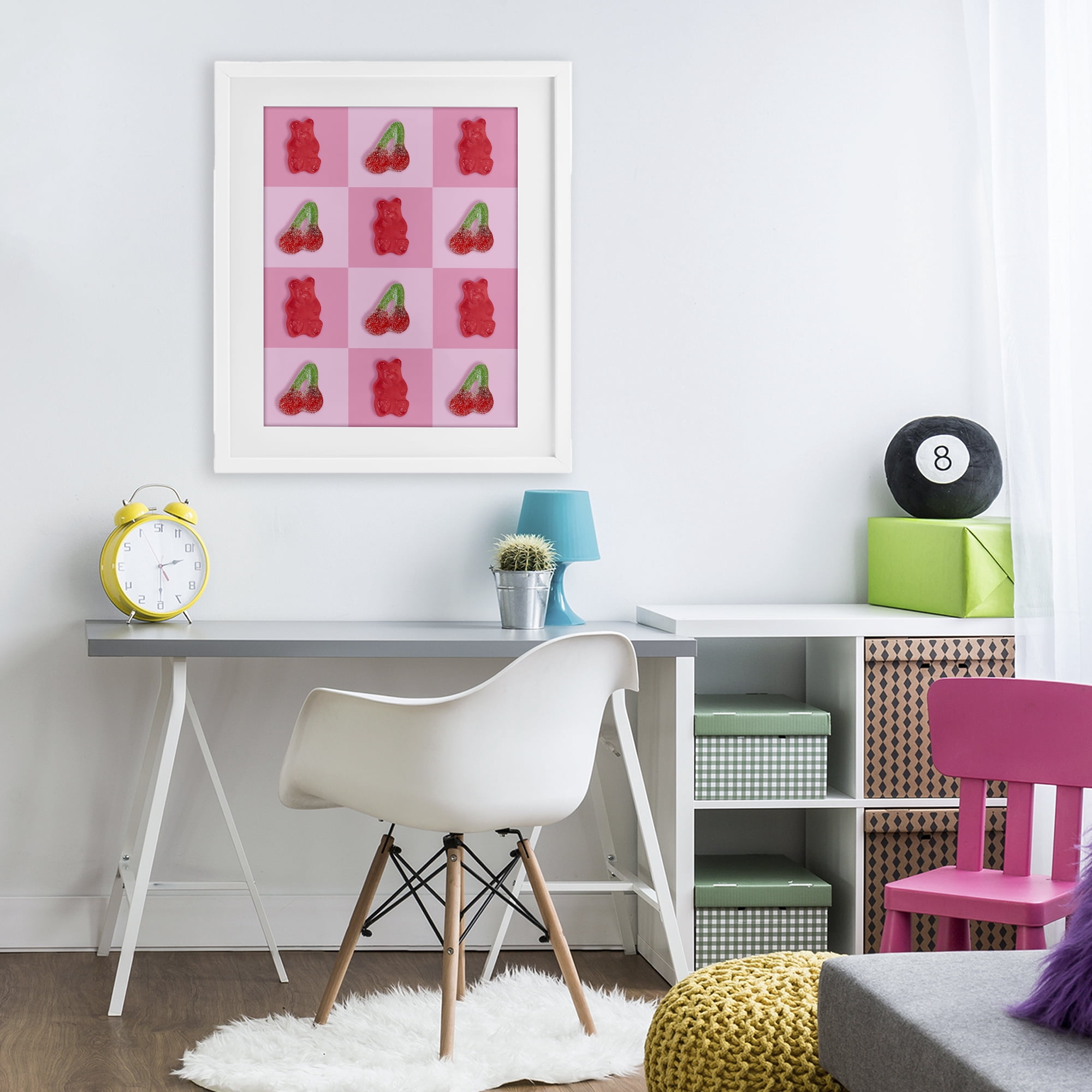Stupell Industries Gummy Bears and Cherries Grid White Framed Print Under Glass, design by LISH Creative