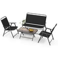 thumbnail image 1 of Gymax 4 Piece Outdoor Conversation Set Metal Frame Outdoor Bistro Set w/ 2 Chairs Black, 1 of 10