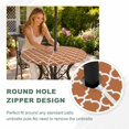 thumbnail image 4 of Round Outdoor Tablecloth with Umbrella Hole and Zipper, Orange Moroccon Tablecloth with Elastic Waterproof, Farmhouse Country Minimalist Geometric Patio Table Covers for 55" - 60" Picnic Pool Tables, 4 of 9