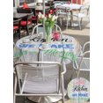 thumbnail image 6 of Outdoor Tablecloth with Umbrella Hole Zipper Colorful Spoon Knife Kitchen Round Tablecloth 54" Waterproof Outside Table Cloth Rustic Grey Wooden Patio Table Cover Tablecloths for Picnic Party, 6 of 8