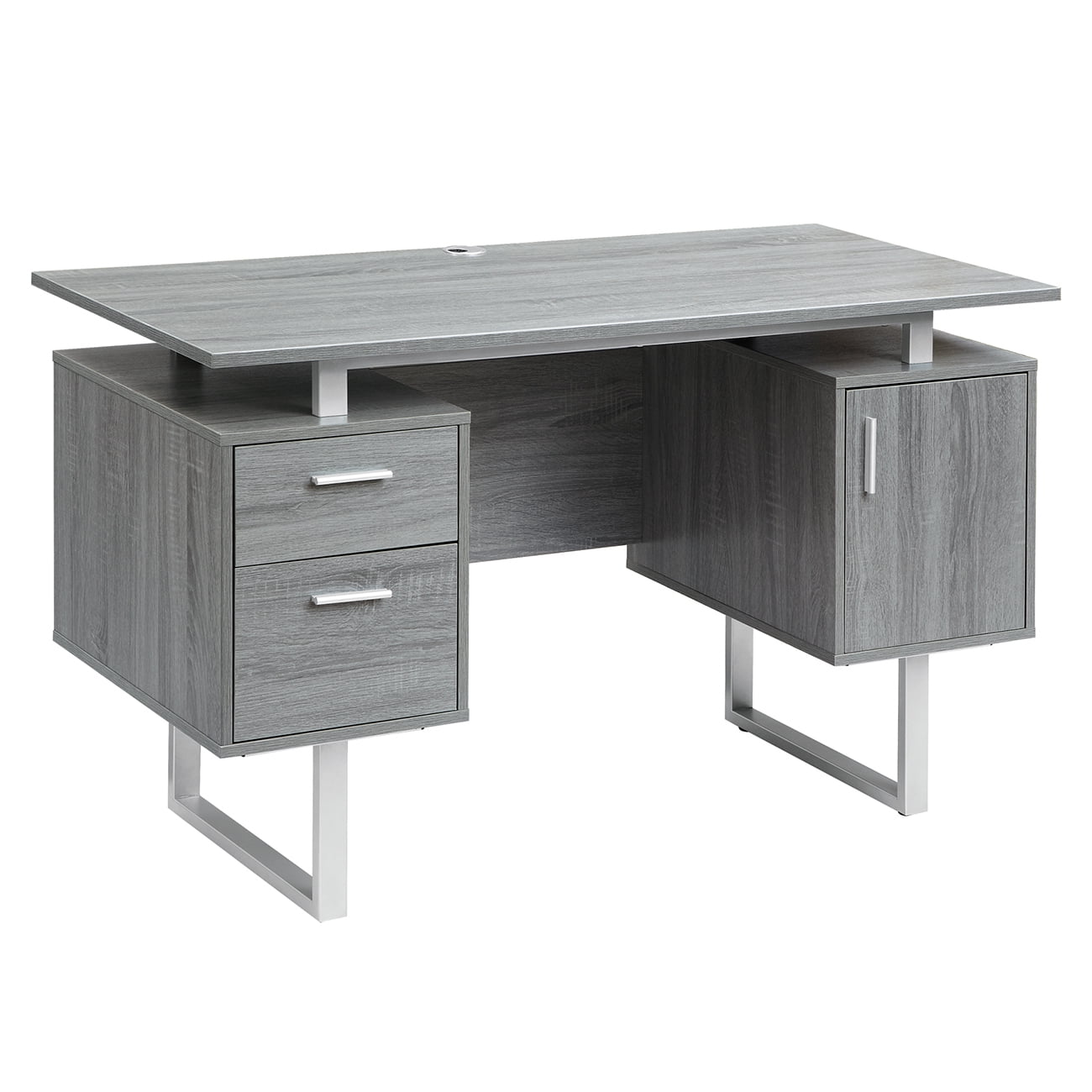 Techni Mobili Modern Adult Office Desk with Drawers and Storage, 51.25”W,  White/Gold 