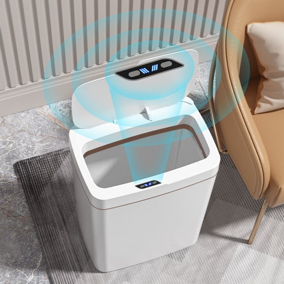​​Automatic Sensor Trash Can, 15L Large Capacity with Silent Closing Lid, Waterproof & Odor-Control for Kitchen, Office, Home​​(White)